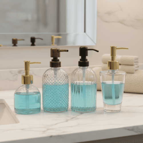 Clear Glass Hand Washing Liquid Soap Bottle