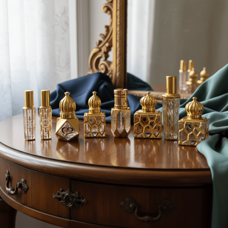 Gold Plated Square Glass Perfume Bottle